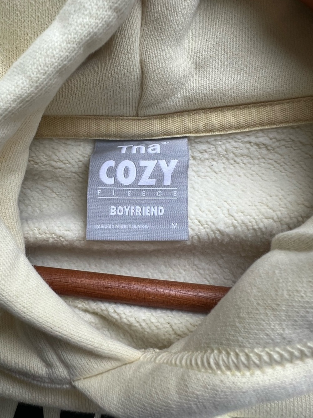 Aritzia TNA SweatFleece Cozy Boyfriend Hoodie Lemonade Yellow “Expand Your Mind” - Picture 5 of 6